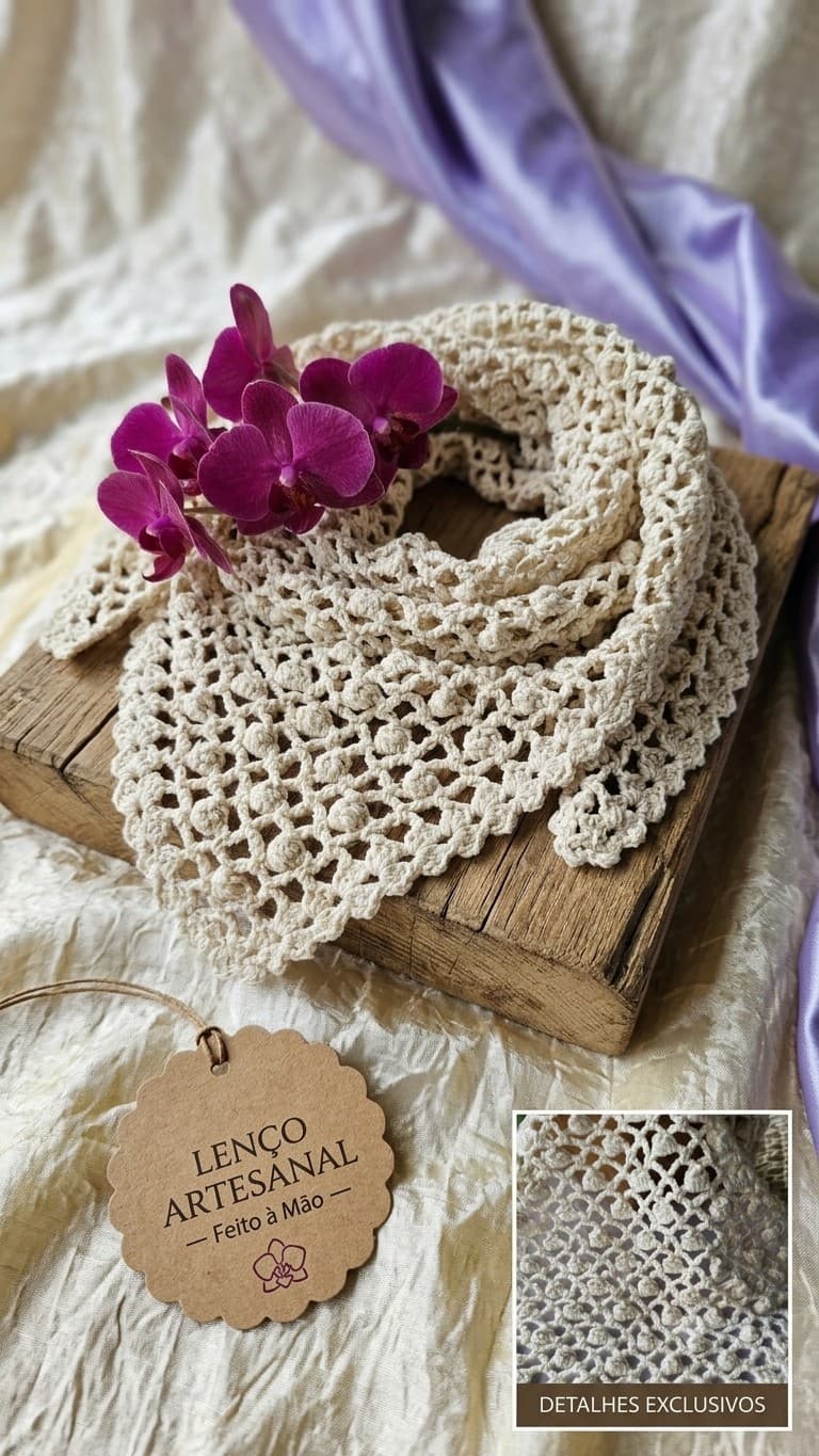 Bandana Lenço em Croche Artesanal