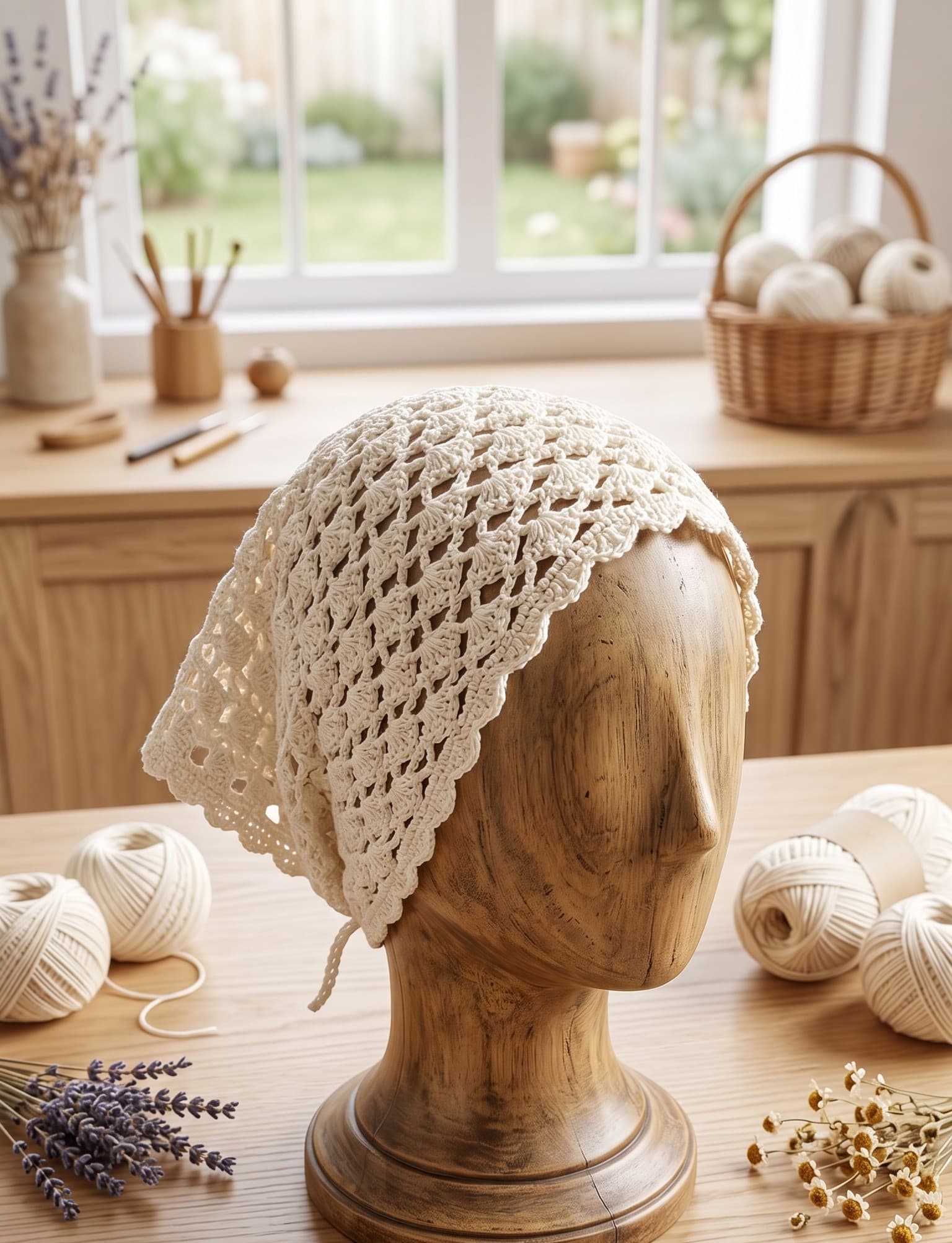 Bandana em Croche Fio de Algodão - Feito à Mão
