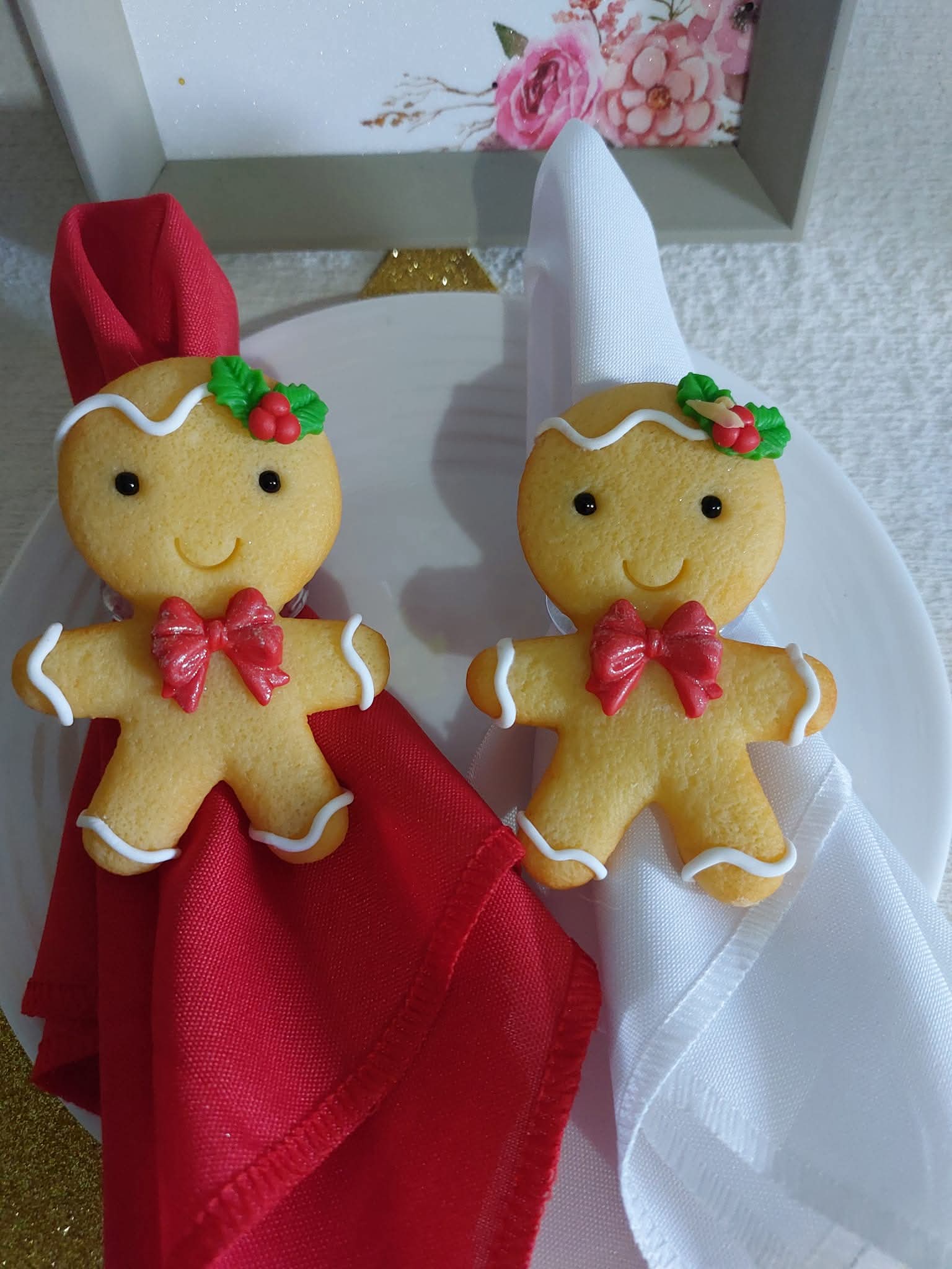 Kit 4 Porta Guardanapo Biscoito Ginger de Natal