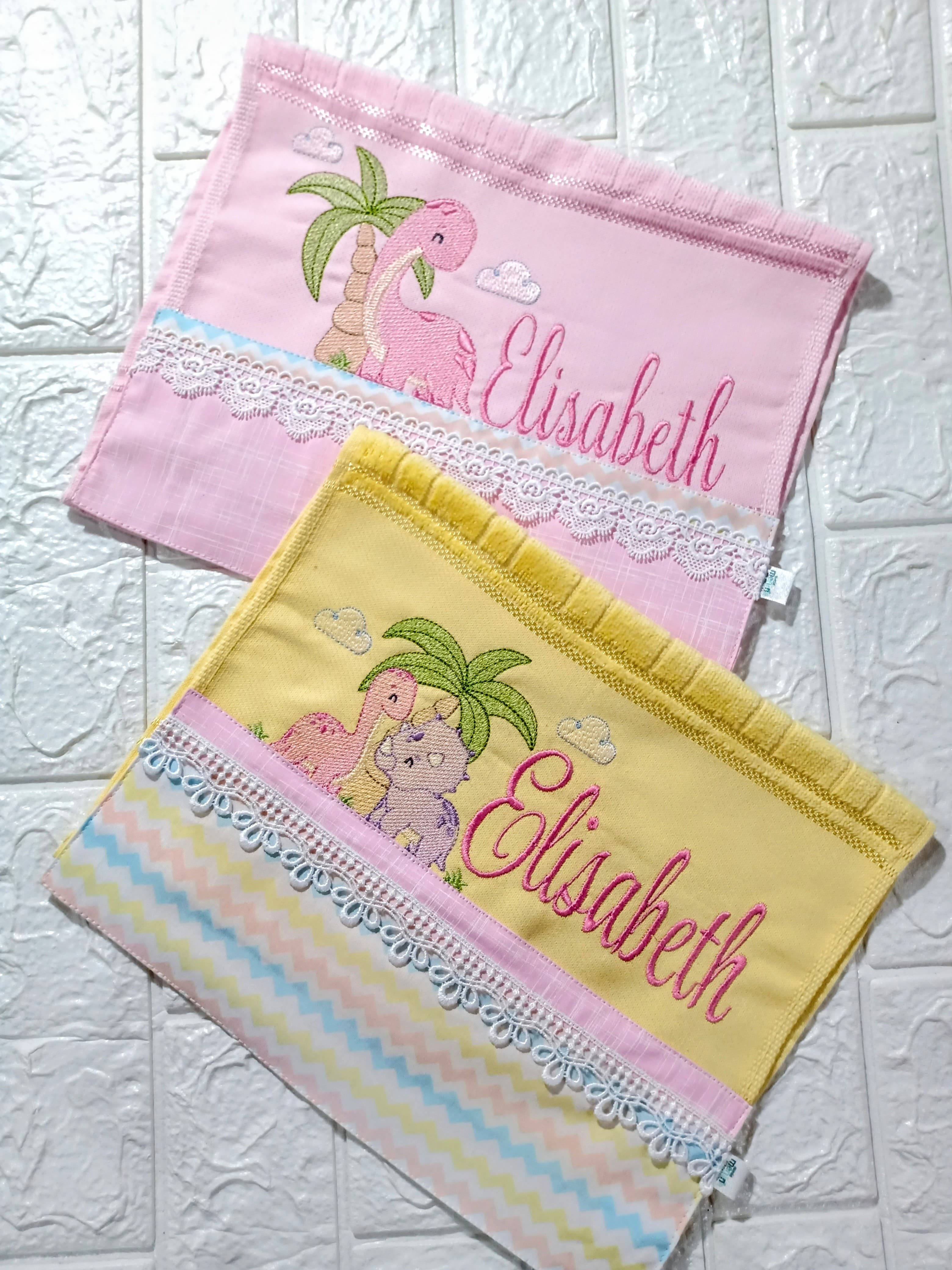 Kit 2 Toalhas de Mão Personalizadas Dino Girl