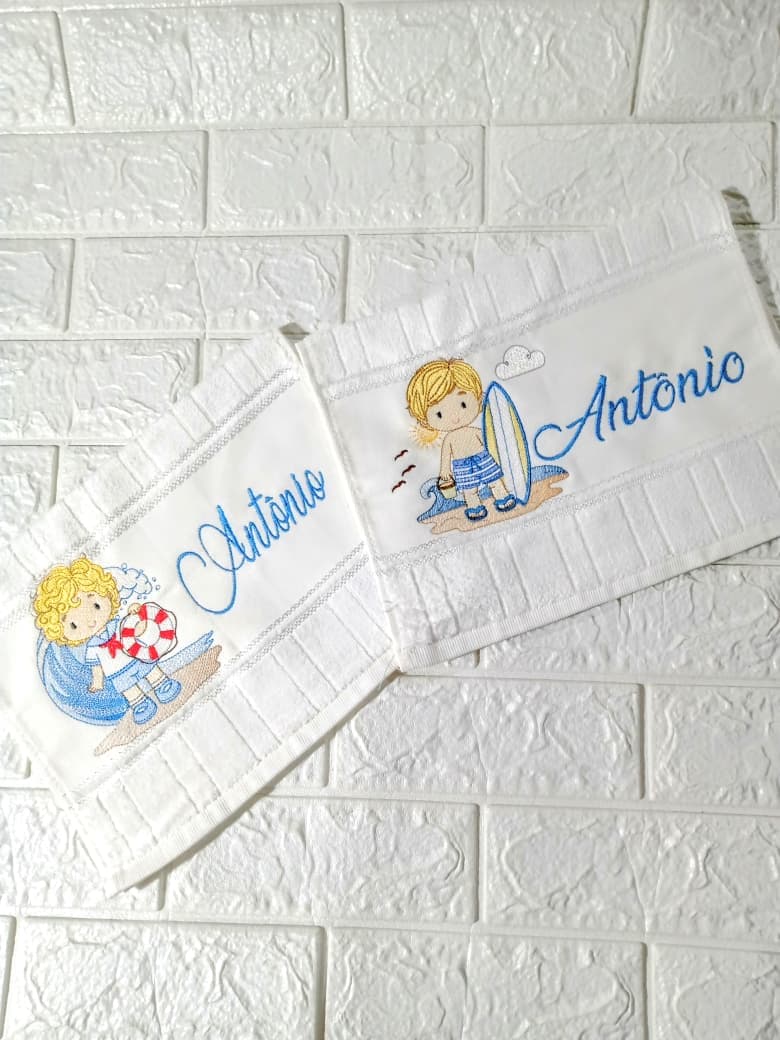 Kit 2 Toalhas de Mão Personalizadas Menino