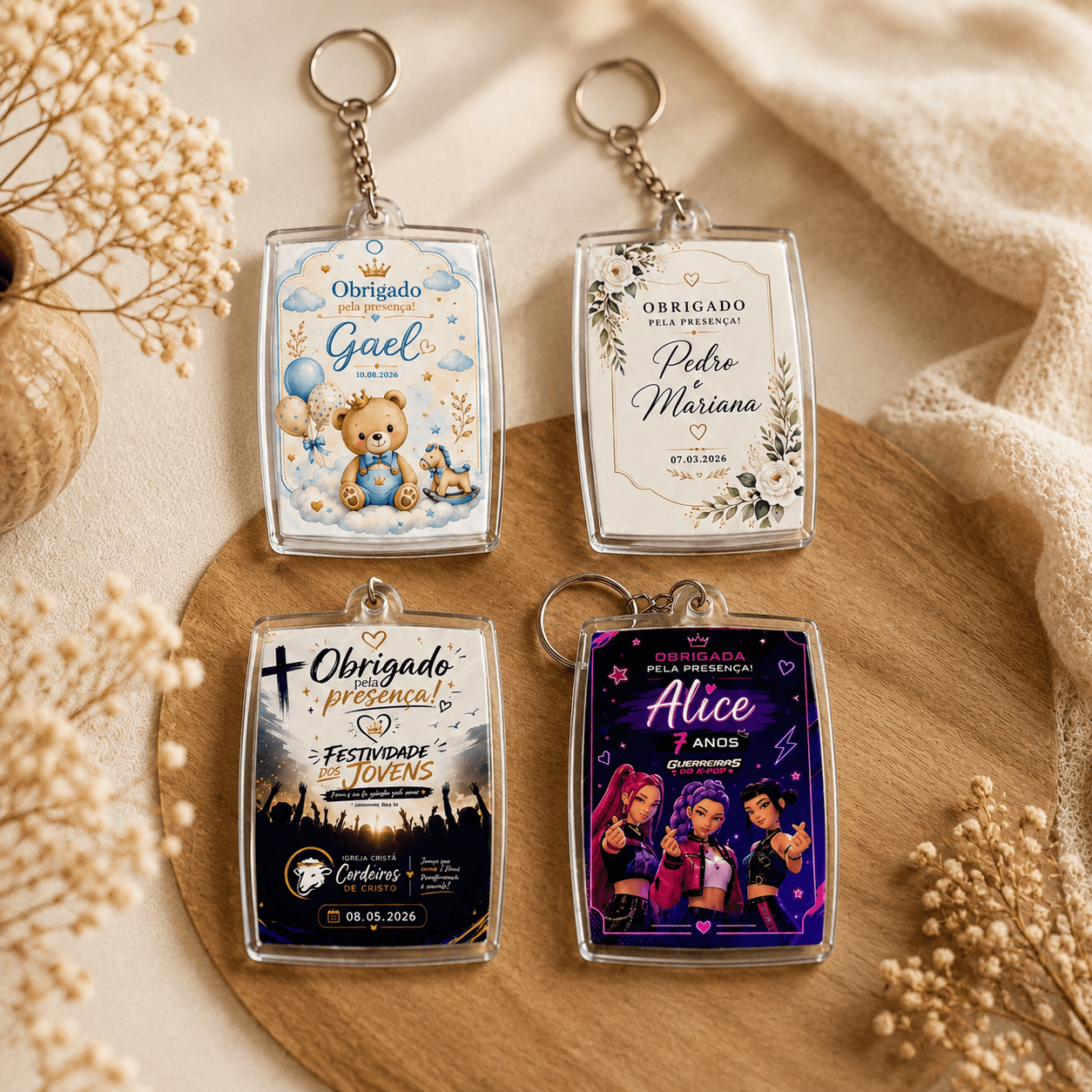 Chaveiro acrílico 3x4 personalizado