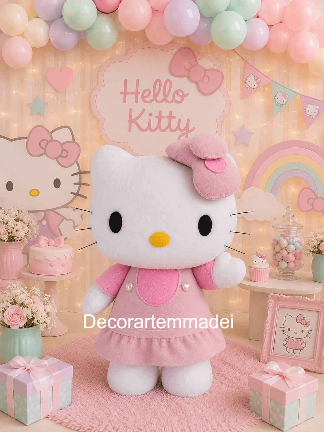 Hello Kitty Boneca Decorativa em Feltro