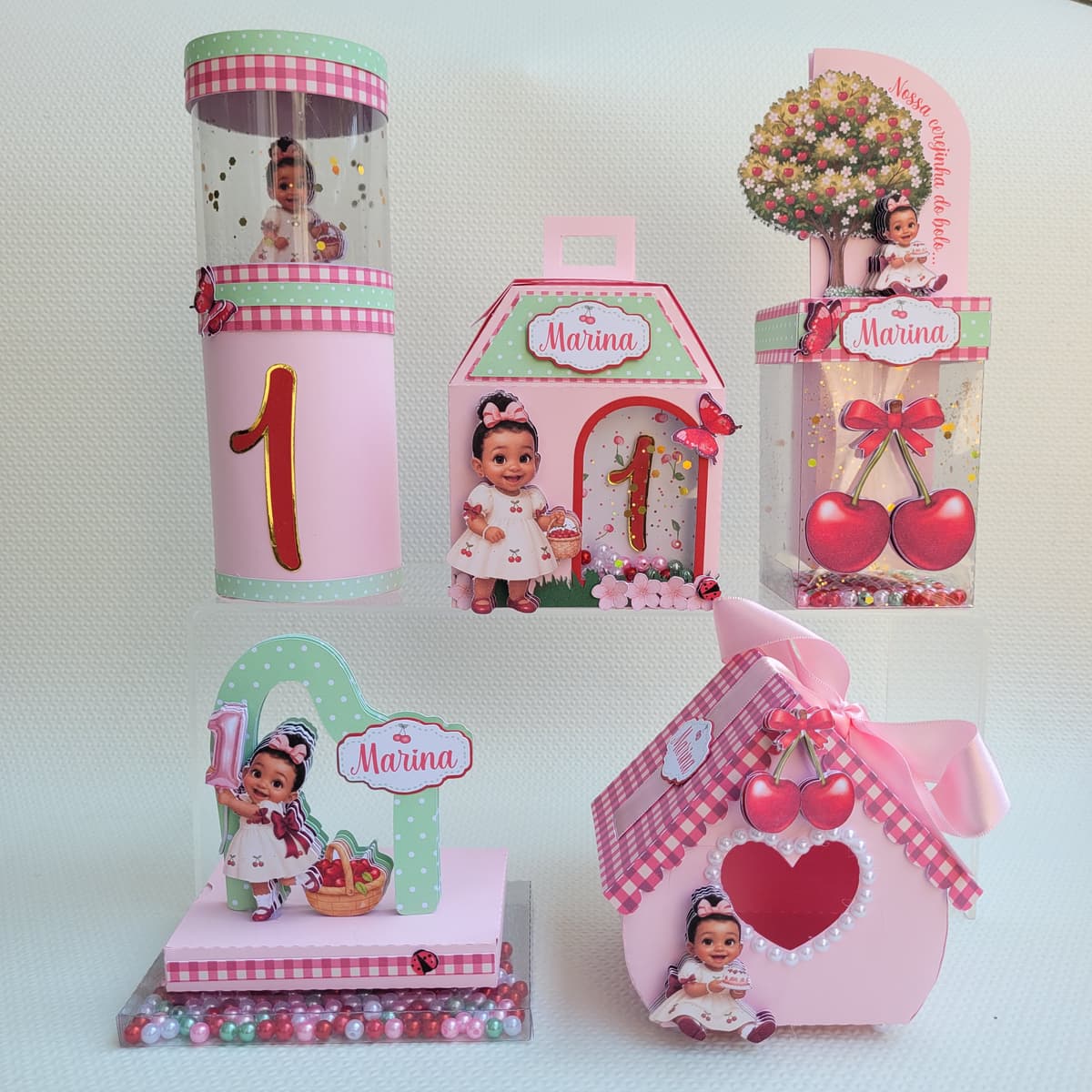Kit Lembrancinha Cerejinha Festa Infantil e Aniversário - Kit Completo Personalizado - Supreme