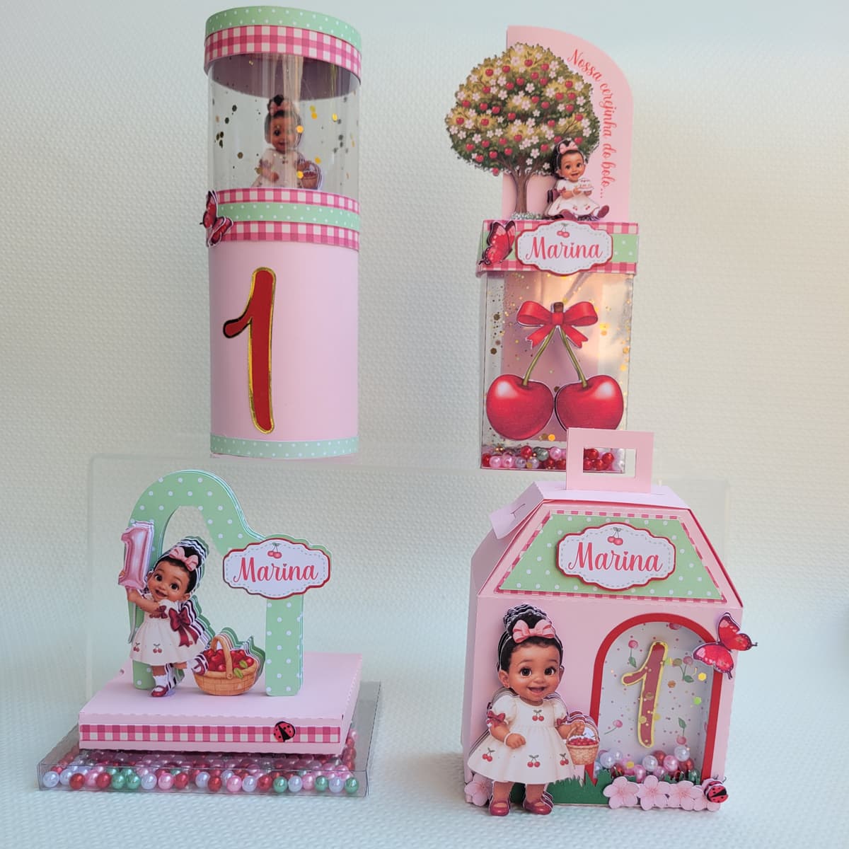 Kit Lembrancinha Cerejinha e Mascotinho Festa Infantil e Aniversário - Caixinha Personalizada - Prestige