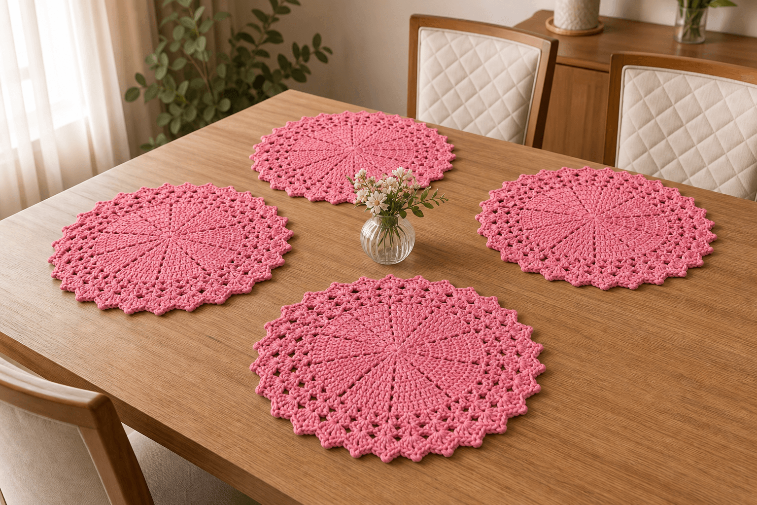 Sousplast de Crochê Artesanal - Kit 04 Peças
