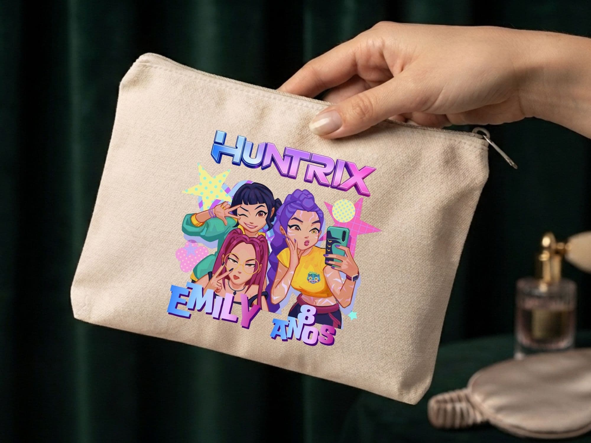 Lembrancinha Nécessaire Personalizada Algodão Cru 20x15 Estampa DTF Guerreiras K