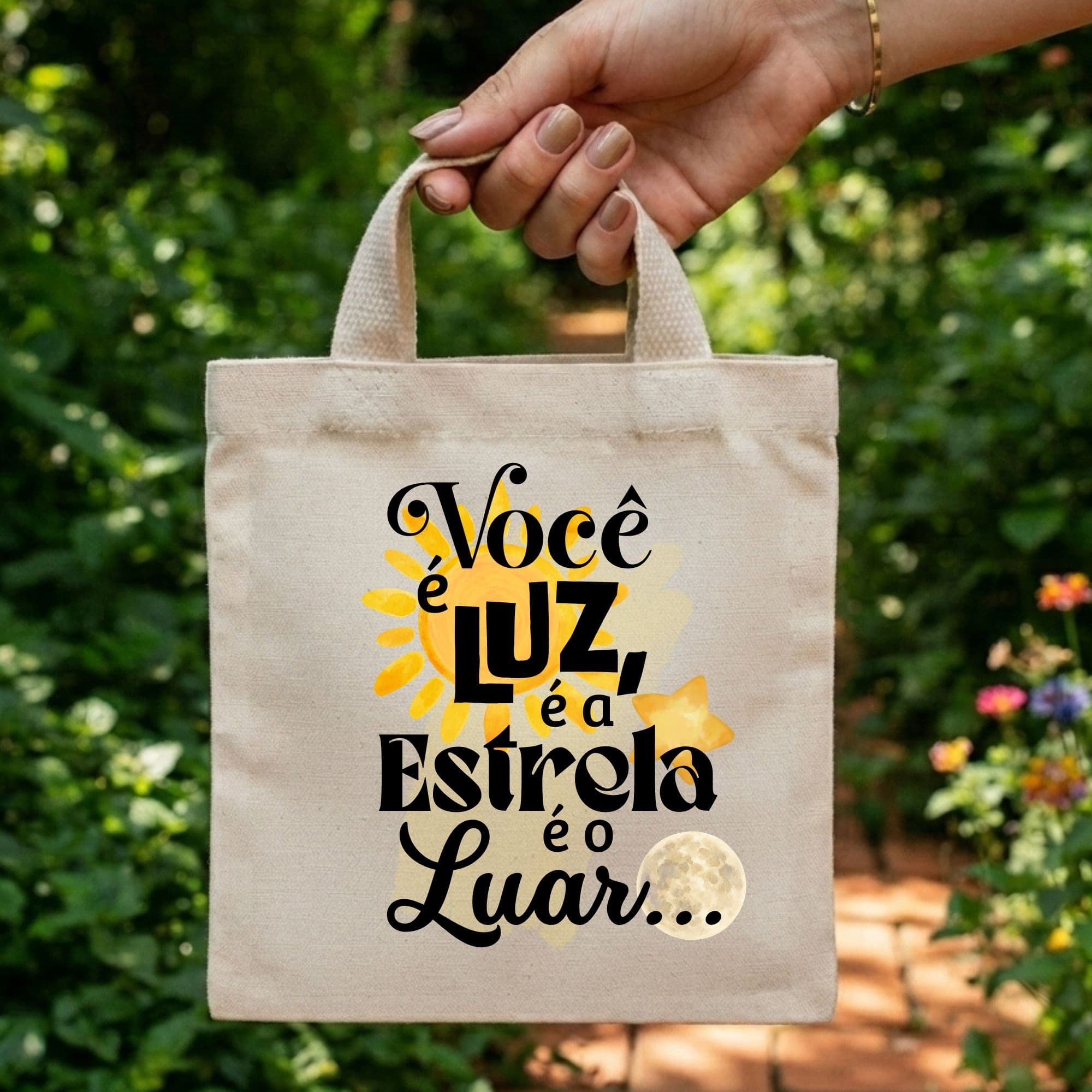 Sacola Mini Ecobag Personalizada para lembrancinhas 20x20 cm Frase