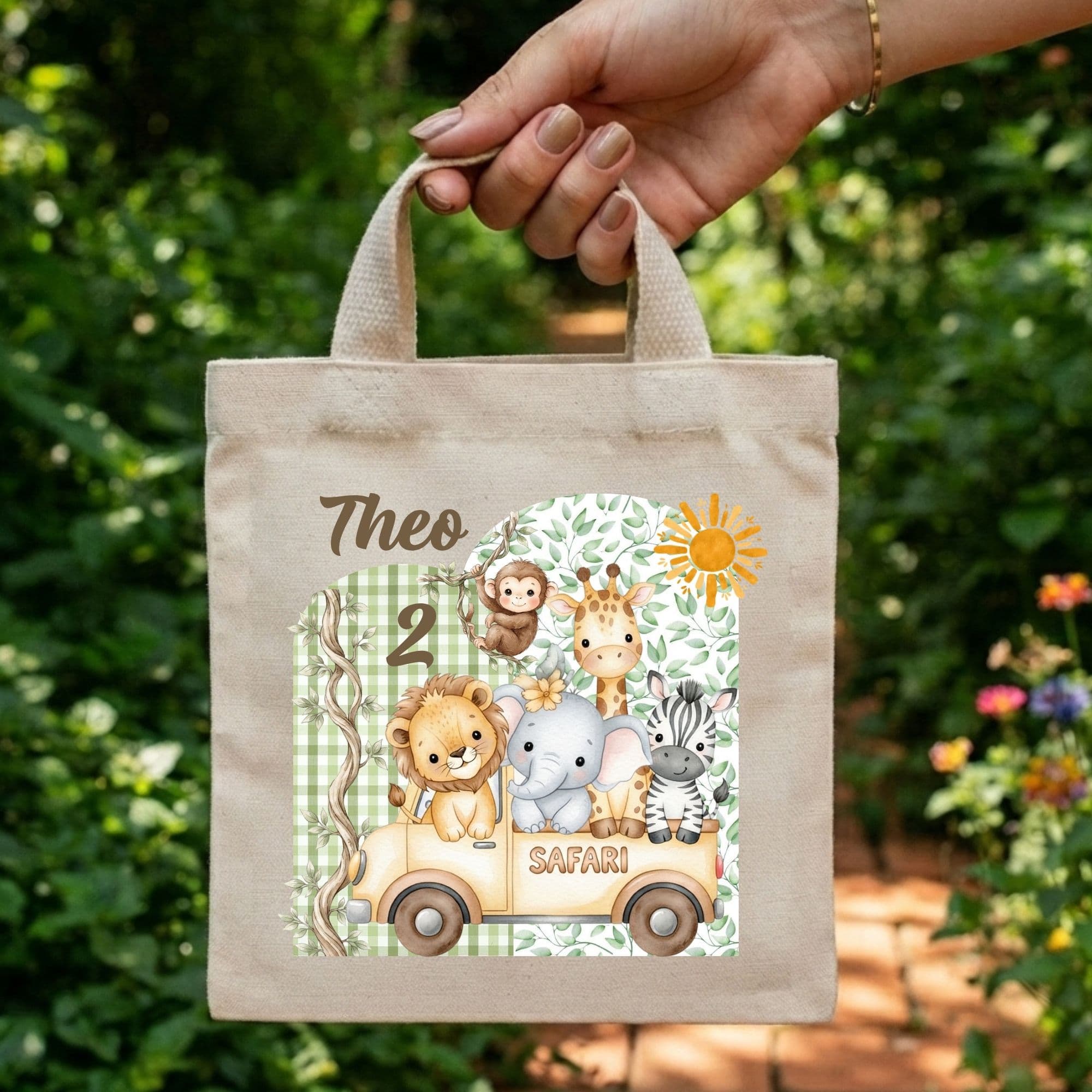 Sacola Mini Ecobag Personalizada para lembrancinhas 20x20 cm Safari Baby