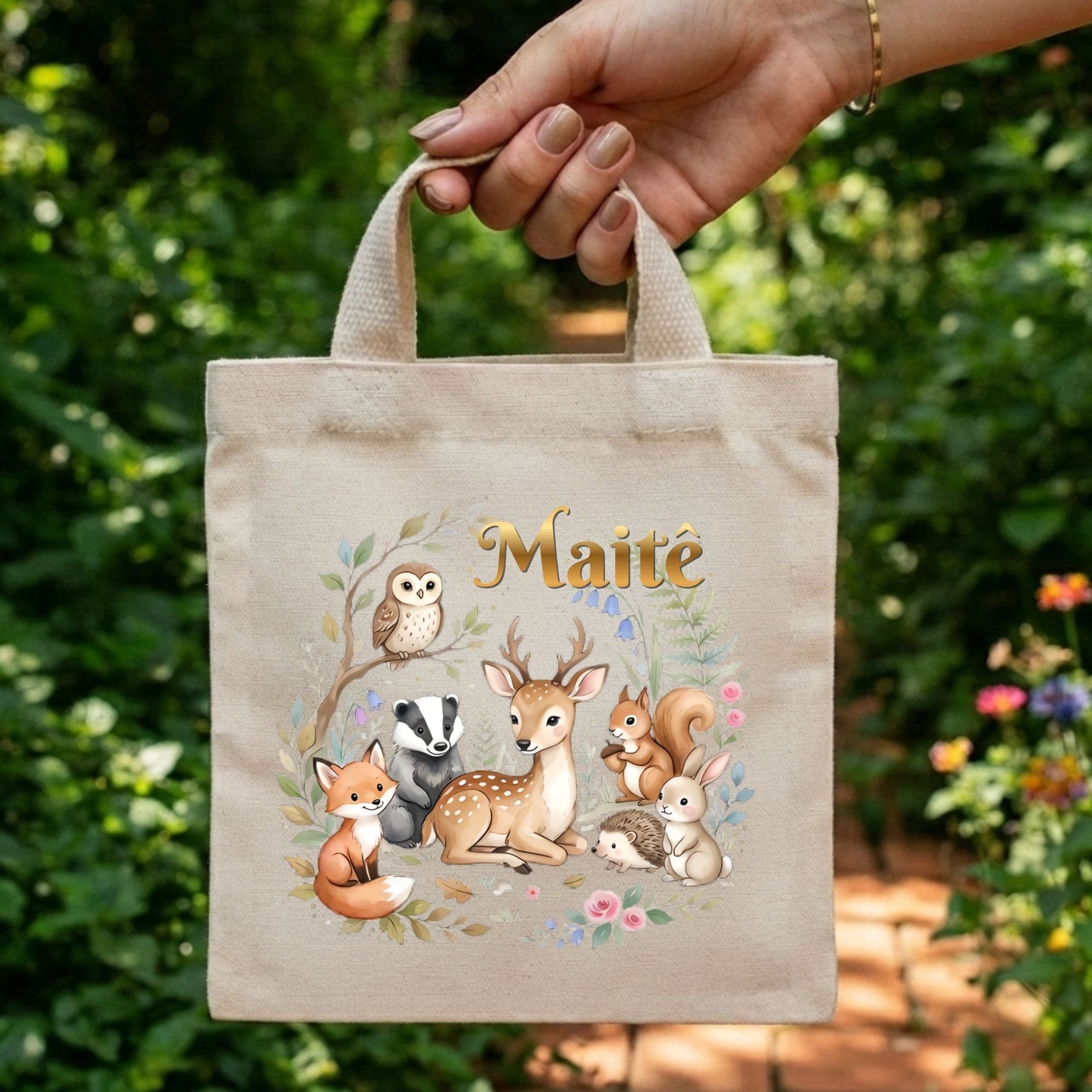 Sacola Mini Ecobag Personalizada para lembrancinhas 20x20 cm Bosque Encantado