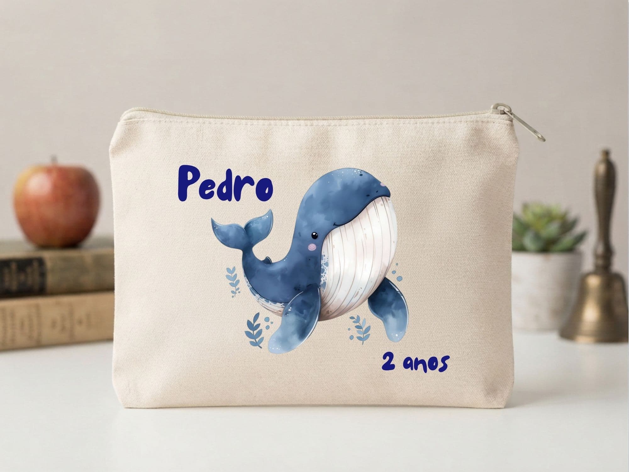 Lembrancinha Nécessaire Personalizada Algodão Cru 20x15 Estampa DTF Fundo do Mar