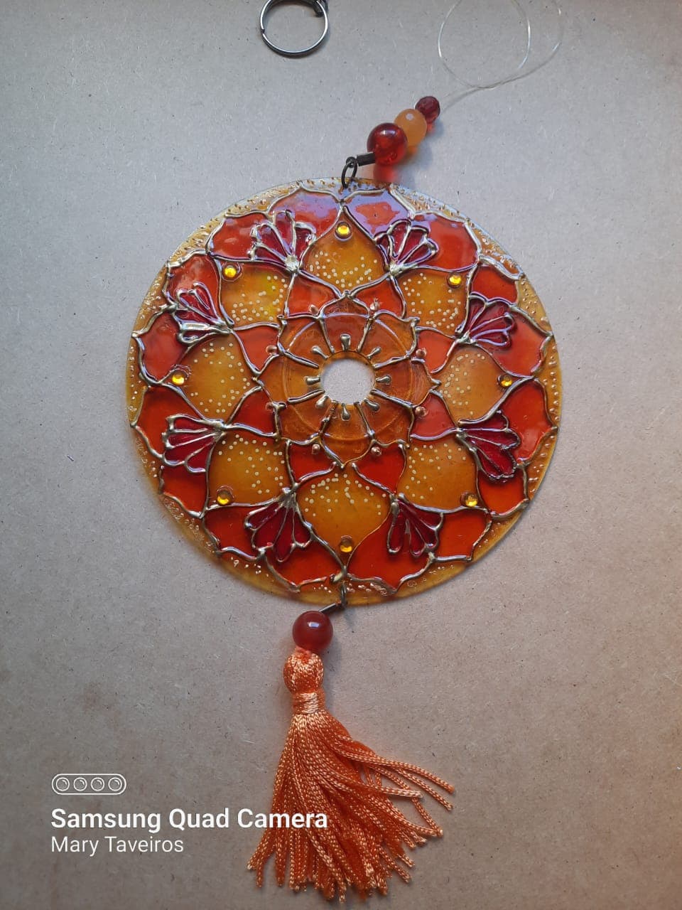 Mandala Vitral Móbile Ágata laranja 2