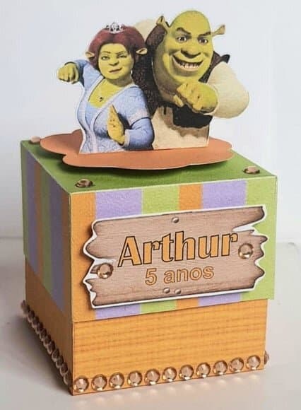 Caixa Cubo Lembrancinha de Festa Shrek