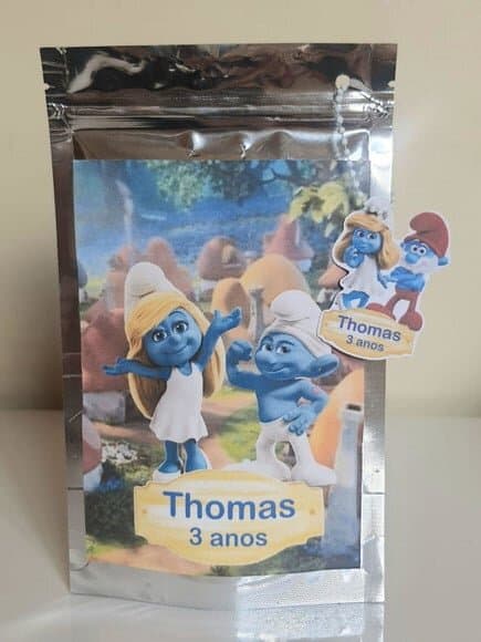 Saquinho Metalizado Zip Lock Smurfs
