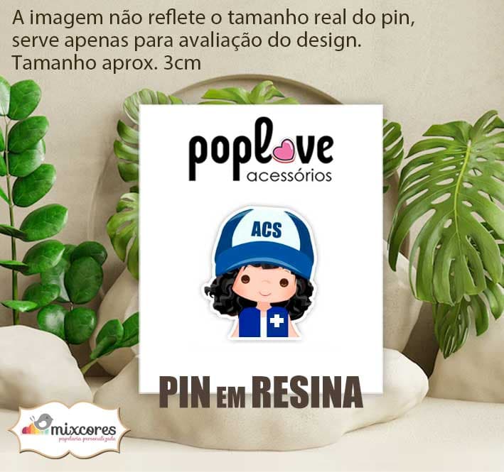 Pin - Agente de Saúde Cabelo Ondas - ACS