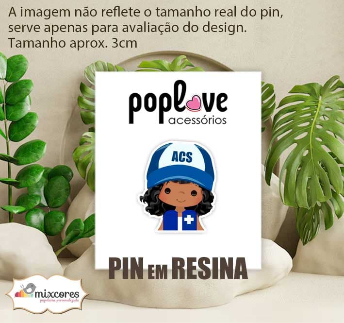 Pin - Agente de Saúde Morena Cabelo Ondas - ACS