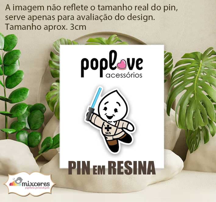 Pin Broche em Resina - Zé Gotinha Jedi