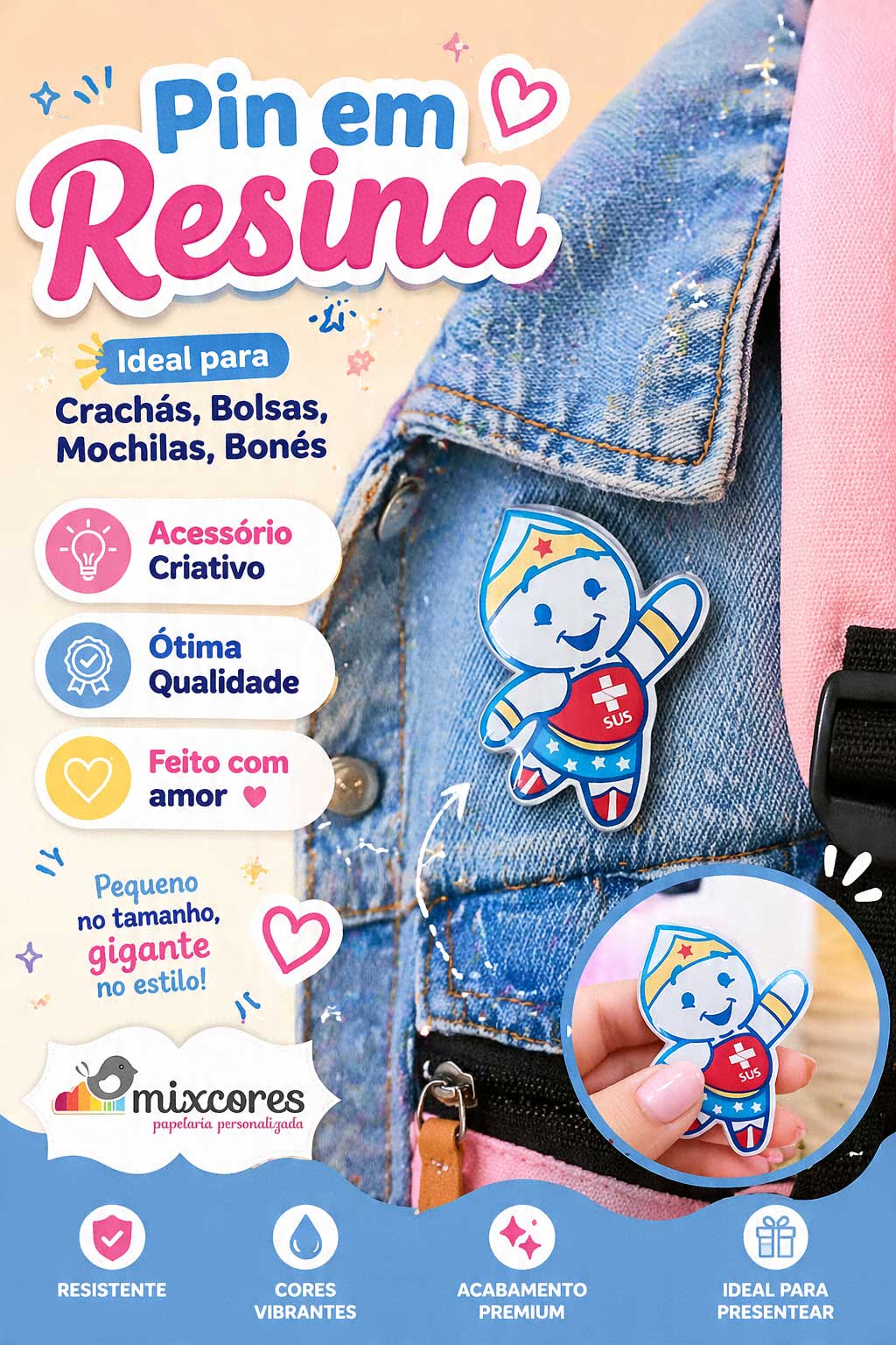 Pin Broche em Resina - Maria Gotinha Maravilha
