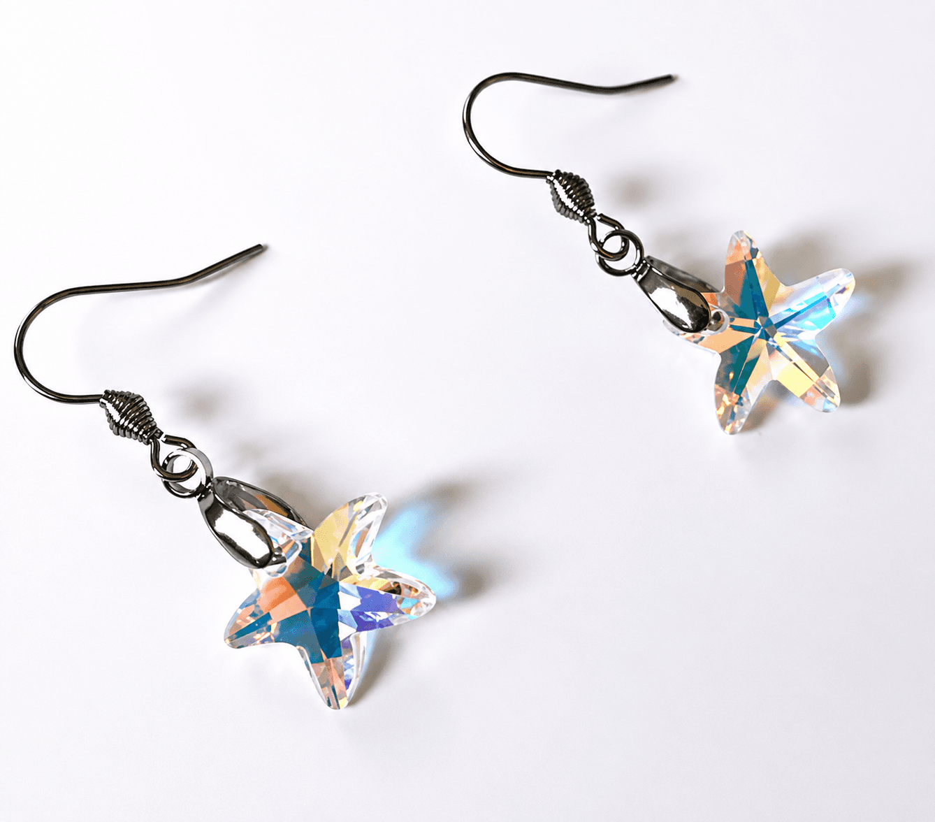 Brinco Estrela do mar de Cristal AB Aço Inoxidável Antialérgico