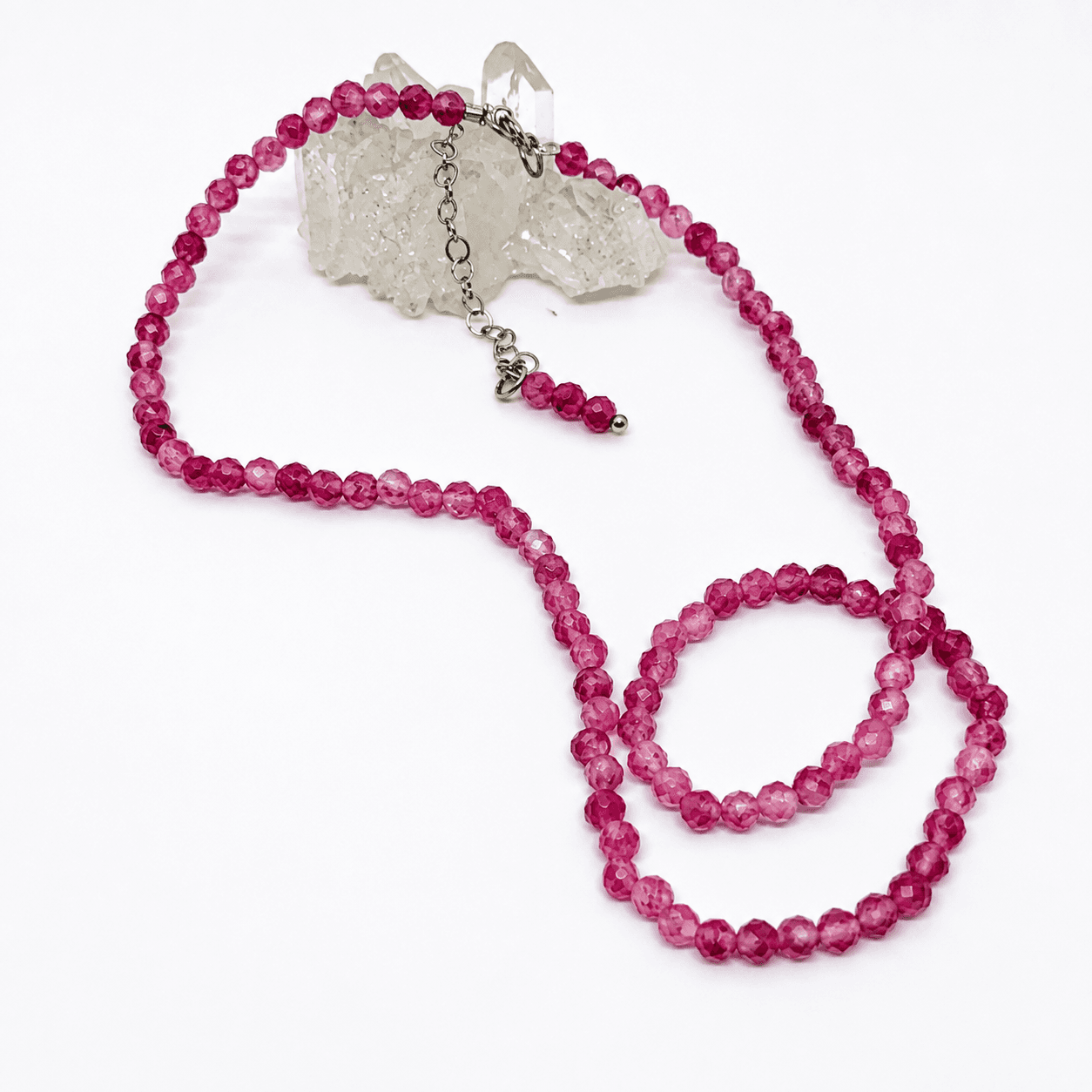 Choker Colar Turmalina Rosa Facetada 4mm e Aço Inox