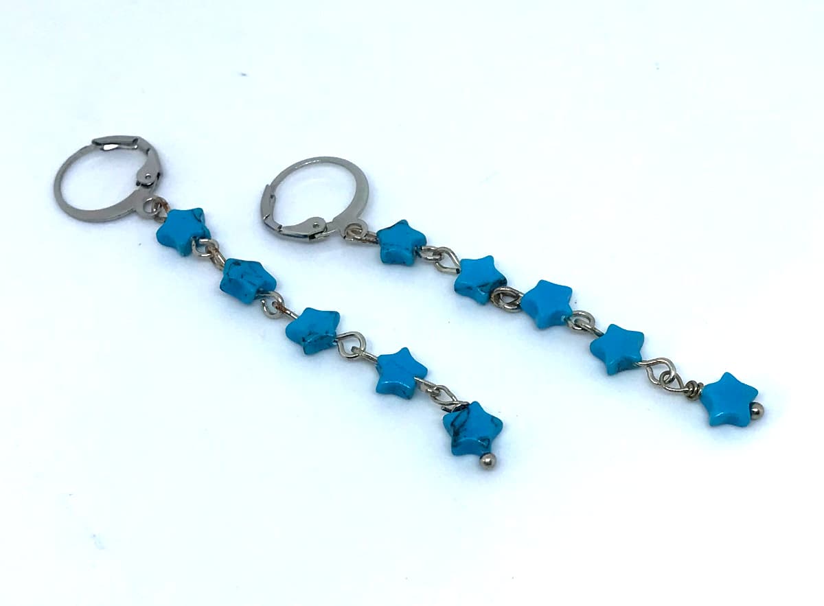 brinco estrelinha turquesa