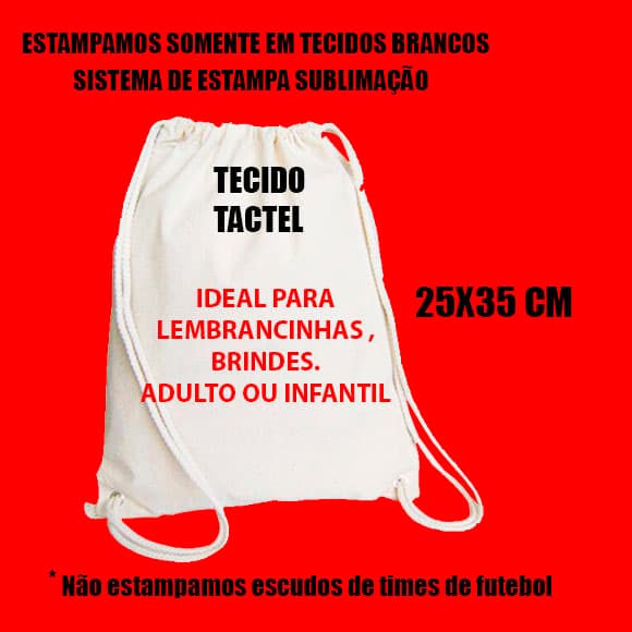 Sacochila mochila mochilinha sacolinha personalizada 25x35cm