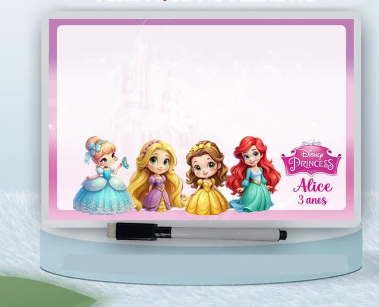 Lousa Magica infantil Personalizada das Princesas Disney