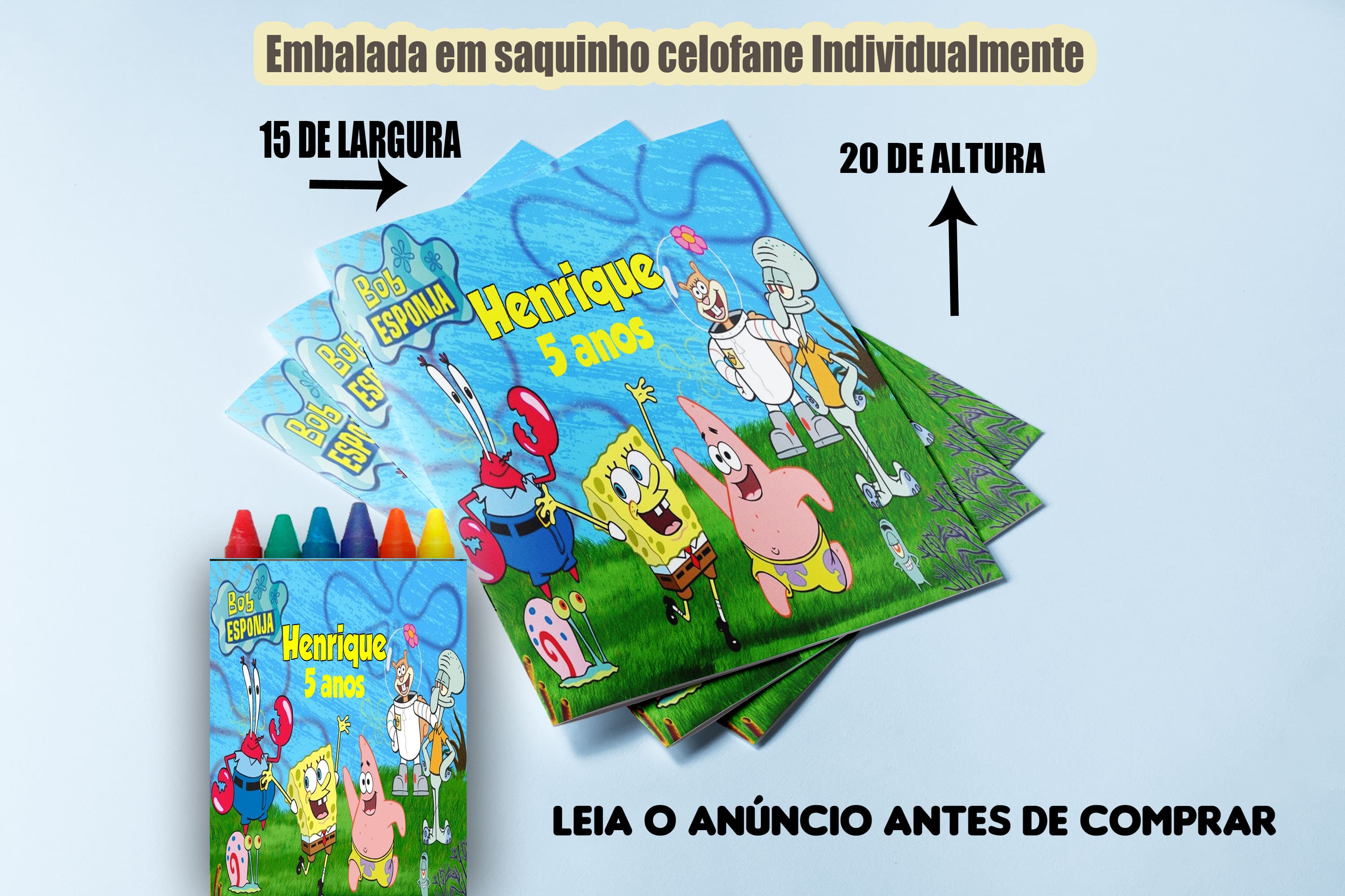 Revistinha de Colorir com Giz de Cera do Bob Esponja