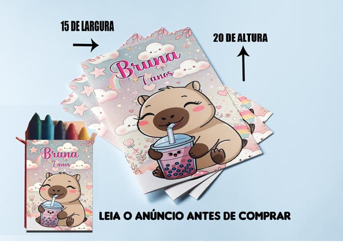 Revista para colorir com giz de cera personalizada da Capivara