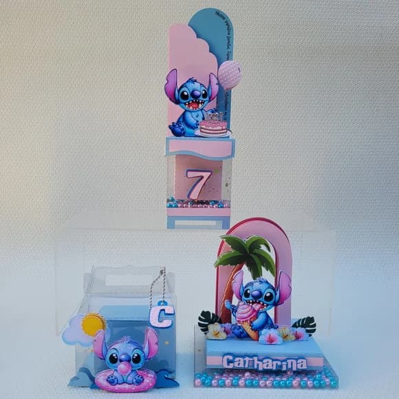Kit Lembrancinha Stitch Festa Infantil e Aniversário - Caixinha Personalizada - Cristal