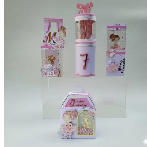 Kit Lembrancinha Bailarina Festa Infantil e Aniversário - Caixinha Maletinha Personalizada - Classique