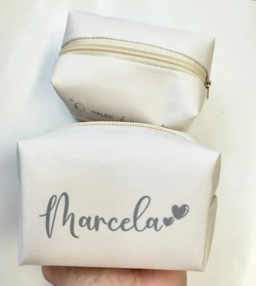 Necessaire Personalizada Box P Escrita em Cinza