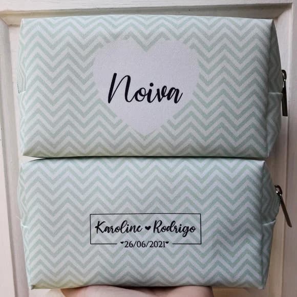 Necessaire Casamento Chevron Verde