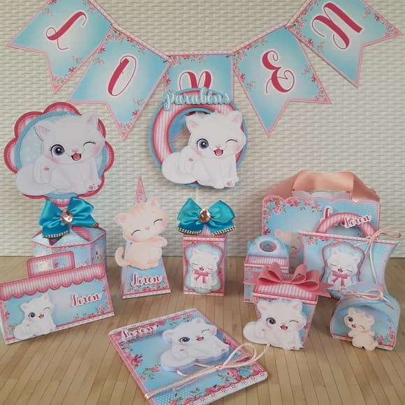 Kit Festa Personalizada Gatinhas Rosa