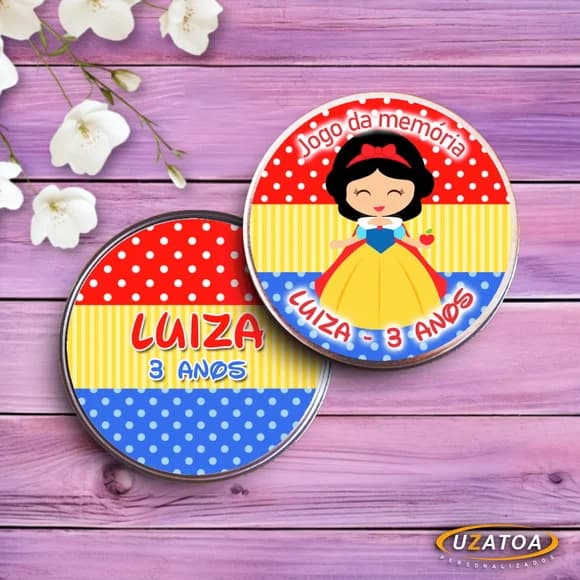 Lembrancinha Jogo da Memória Branca de Neve Personalizado na Latinha