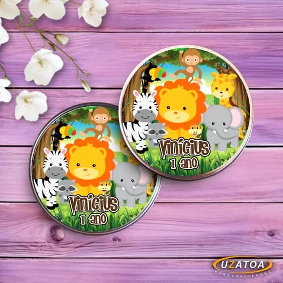 Lembrancinha Jogo da Memória Safari Personalizado na Latinha