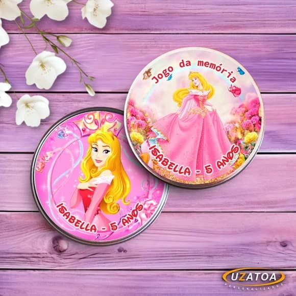 Lembrancinha Jogo da Memória A Bela Adormecida Personalizado na Latinha