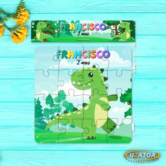 Lembrancinha Quebra Cabeça Dinossauro Personalizado em mdf