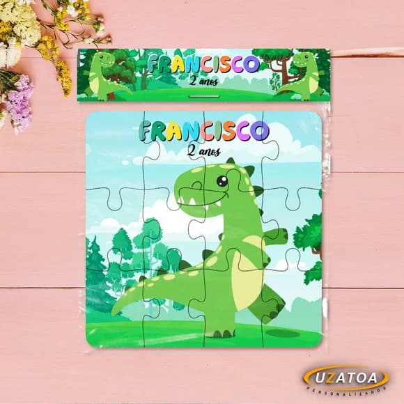 Lembrancinha Quebra Cabeça Dinossauro Personalizado em mdf