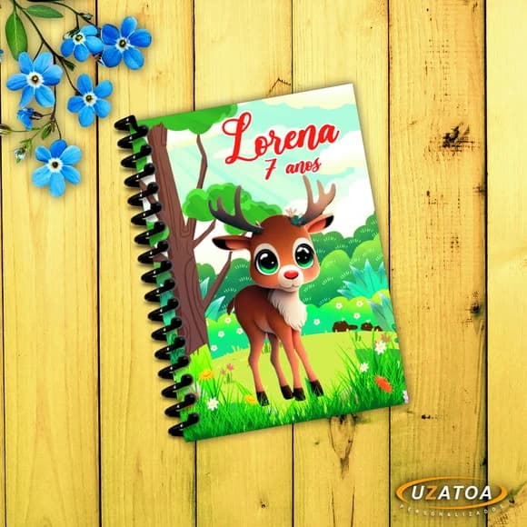 Lembrancinha Caderninho Rena com Capa e Folhas Personalizadas
