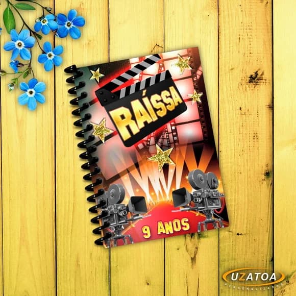 Lembrancinha Caderninho Cinema com Capa e Folhas Personalizadas