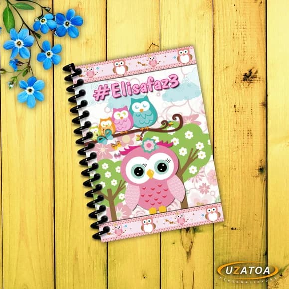 Lembrancinha Caderninho Corujinha com Capa e Folhas Personalizadas