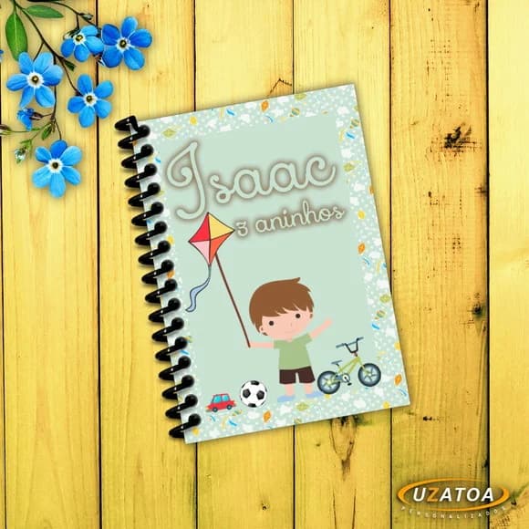 Lembrancinha Caderninho Pipas com Capa e Folhas Personalizadas