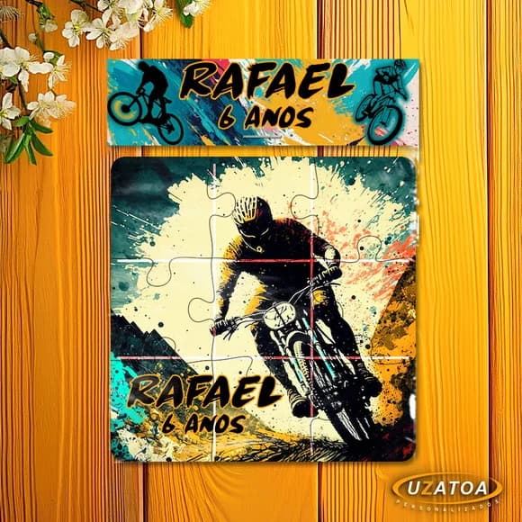 Lembrancinha Quebra Cabeça Bike Personalizado em mdf