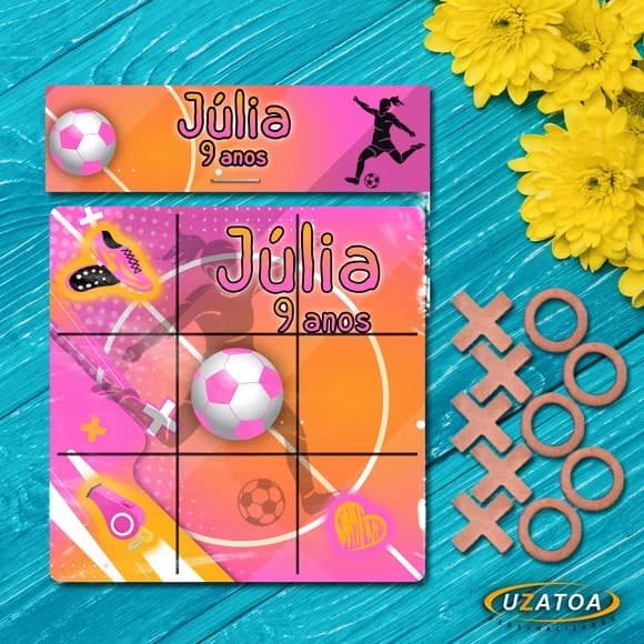 Lembrancinha Jogo da Velha Futebol Menina Personalizado em mdf