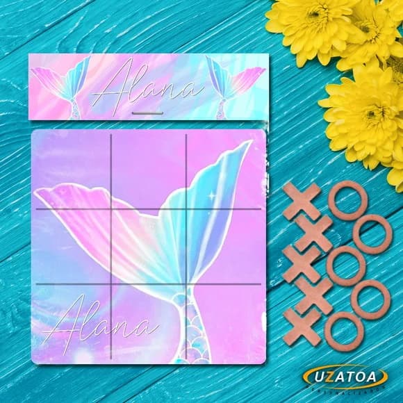 Lembrancinha Jogo da Velha Sereia Personalizado em mdf