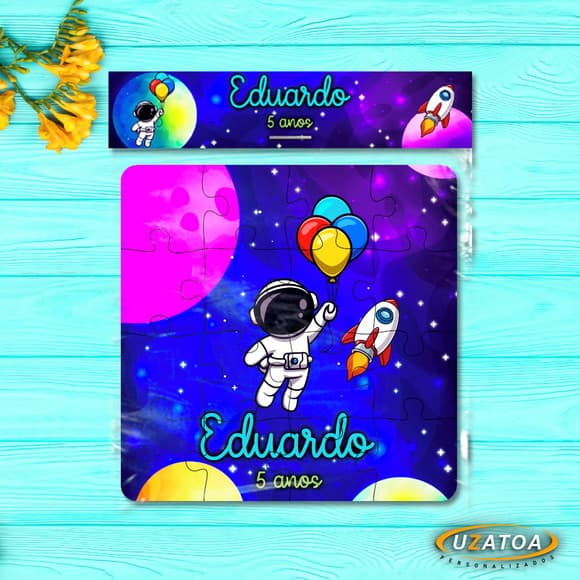 Lembrancinha Quebra Cabeça Astronauta Personalizado em mdf