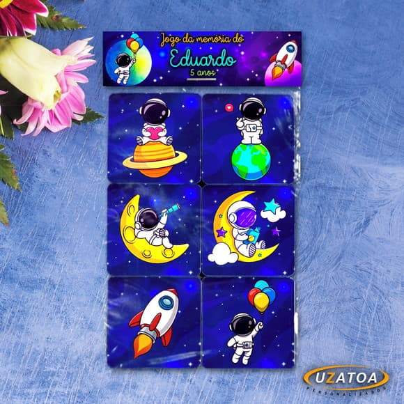 Lembrancinha Jogo da Memória Astronauta Personalizado em mdf
