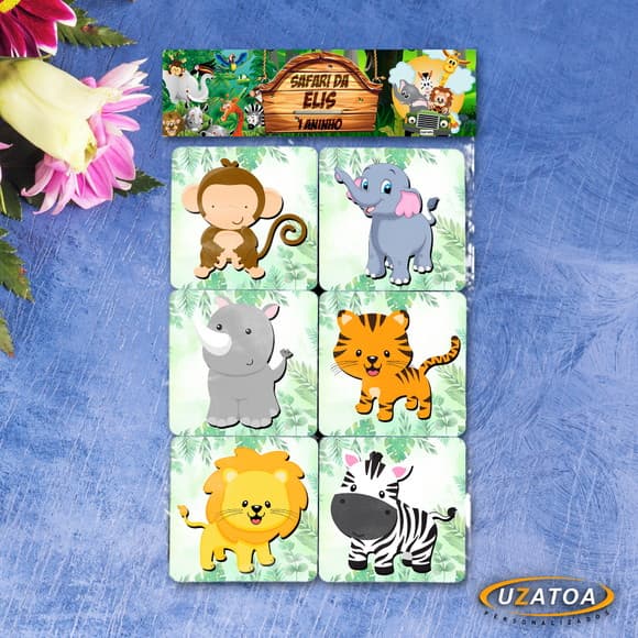 Lembrancinha Jogo da Memória Safari Personalizado em mdf