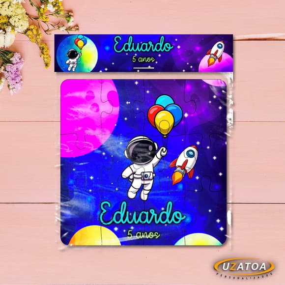 Lembrancinha Quebra Cabeça Astronauta Personalizado em mdf
